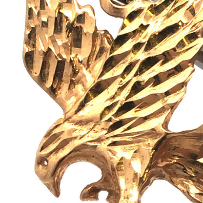 Designer 14K Yellow Gold Diamond Cut Flying Eagle Pendant