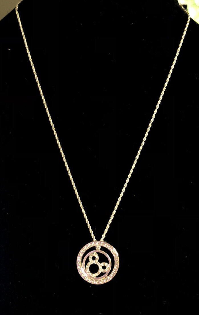 Authentic Disney Parks Silver Tone Cubic Zirconia CZ Mickey Infinity Necklace