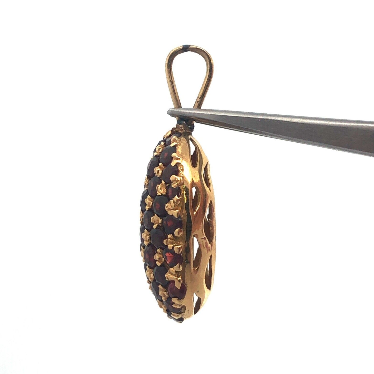 Custom 14k Yellow Gold Large Pendant with Stunning Garnet Gemstones