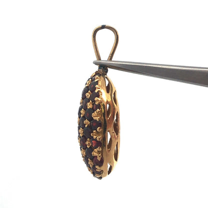 Custom 14k Yellow Gold Large Pendant with Stunning Garnet Gemstones