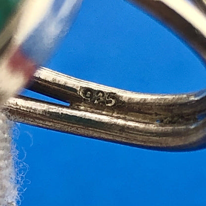 Lovely Sterling Silver 925 Oval Cabochon Turquoise December Ring Size 7.5