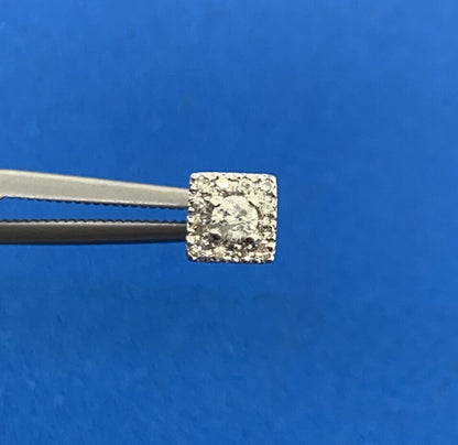 Designer 14K White Gold Diamond Solitaire With Halo Accented Stud Earrings