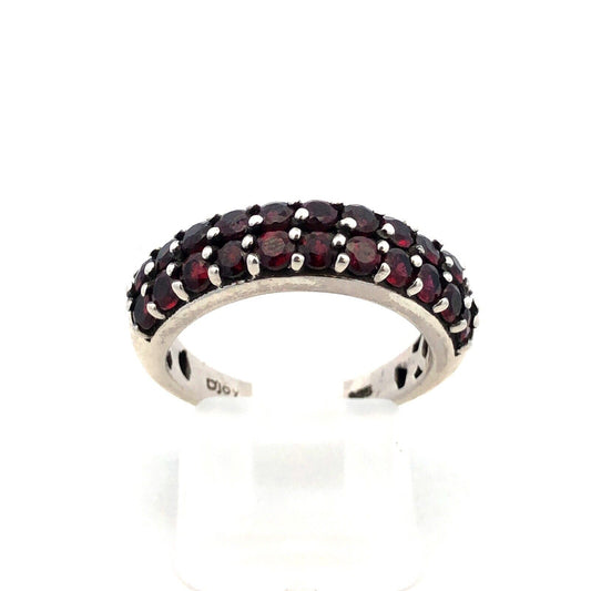 Designer DJoy 925 Sterling Silver Round Garnet Stackable Anniversary Band Ring