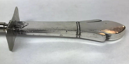 Sterling Silver 925 Fleur De Lis Beaded Design Handled Meat Fork