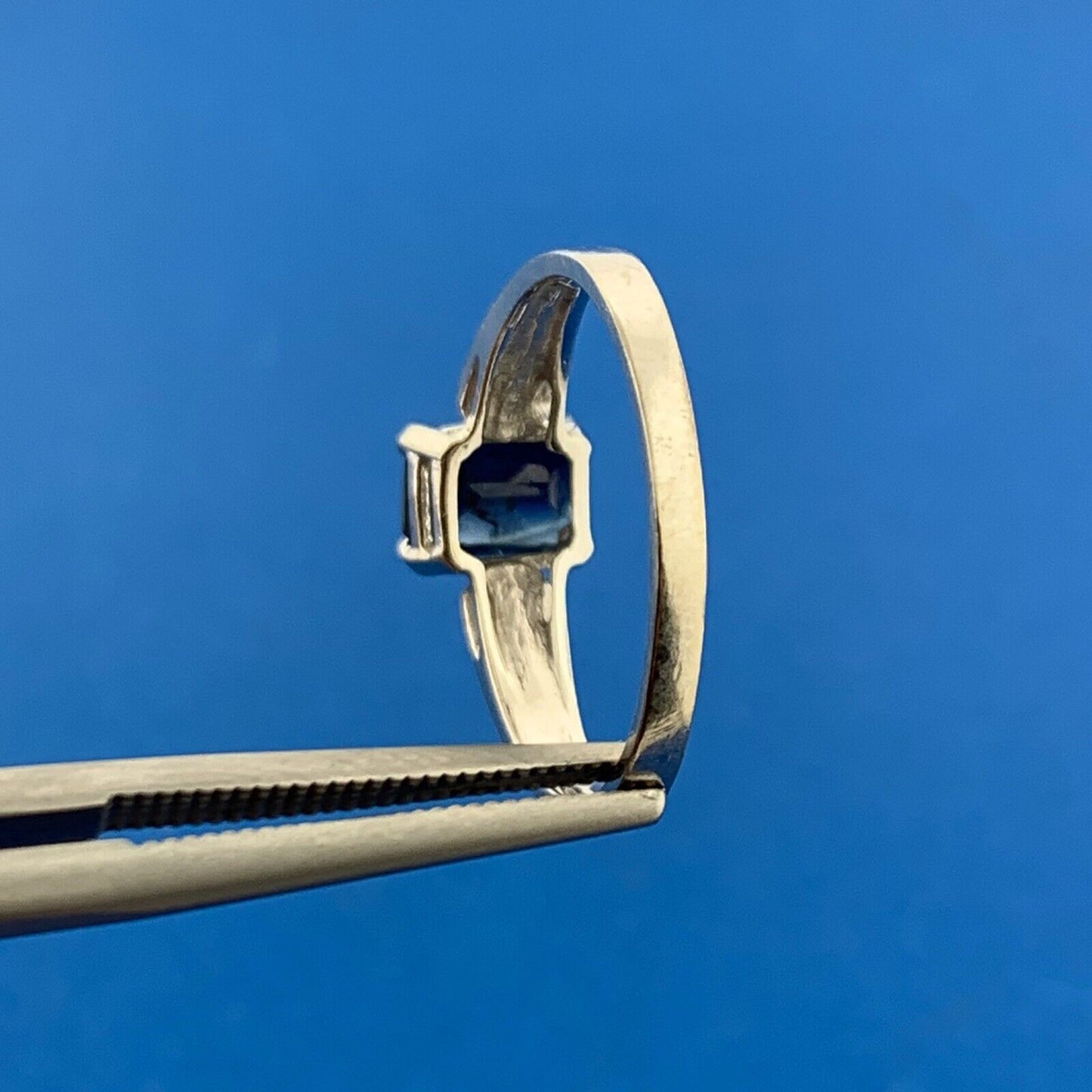 Elegant 14K White Gold Sapphire September Anniversary Birthday Modernist Ring