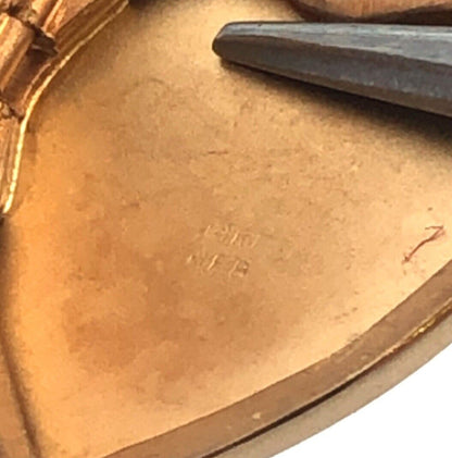 Designer HFB 14K Yellow Gold Floral Flower Engraved Heart Photo Locket Pendant