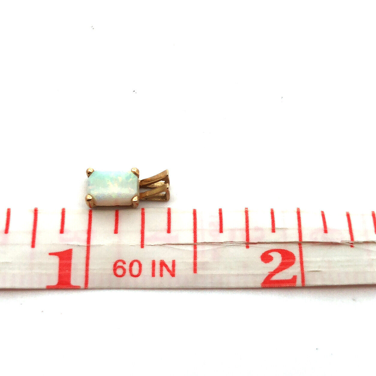 14K Yellow Gold Rectangle Cabochon Opal Petite Charm Pendant