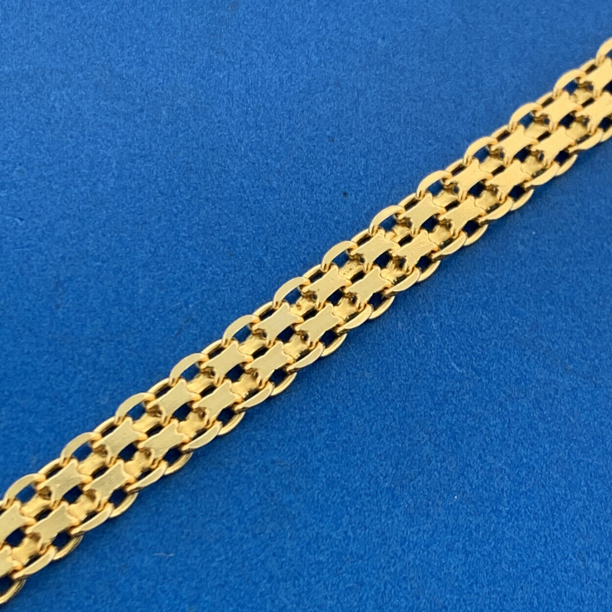 Designer 925 Sterling Silver Vermeil Gold Toned Bar & Circle Mesh Link Bracelet