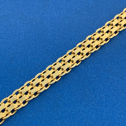 Designer 925 Sterling Silver Vermeil Gold Toned Bar & Circle Mesh Link Bracelet