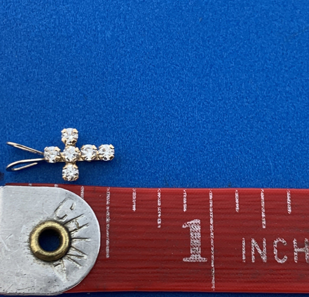 Jacmel Mauritius JCM 14K Yellow Gold Cubic Zirconia CZ Religious Cross Pendant