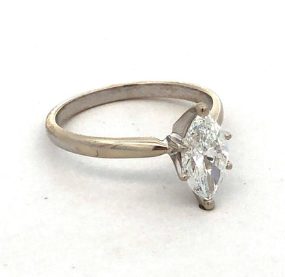 Designer 14K White Gold Marquise Lab Created Diamond Solitaire Engagement Ring