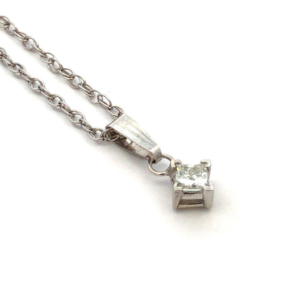 Designer 14K White Gold Princess Diamond Anniversary Pendant Necklace