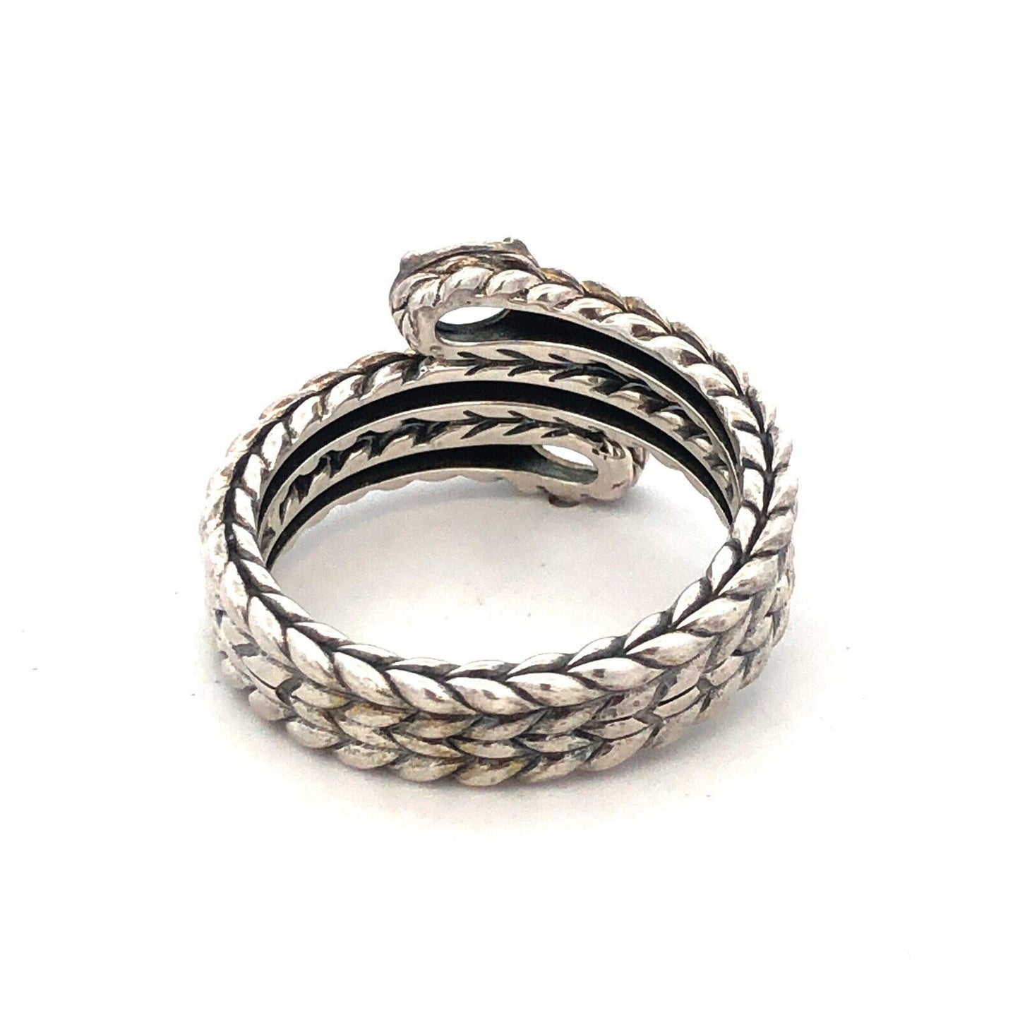 Designer John Hardy JAi 925 Sterling Silver Blue Topaz Braided Wrap Band Ring