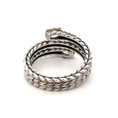 Designer John Hardy JAi 925 Sterling Silver Blue Topaz Braided Wrap Band Ring