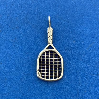 Vintage 925 Sterling Silver Handball Tennis Racket Bracelet Dangle Charm