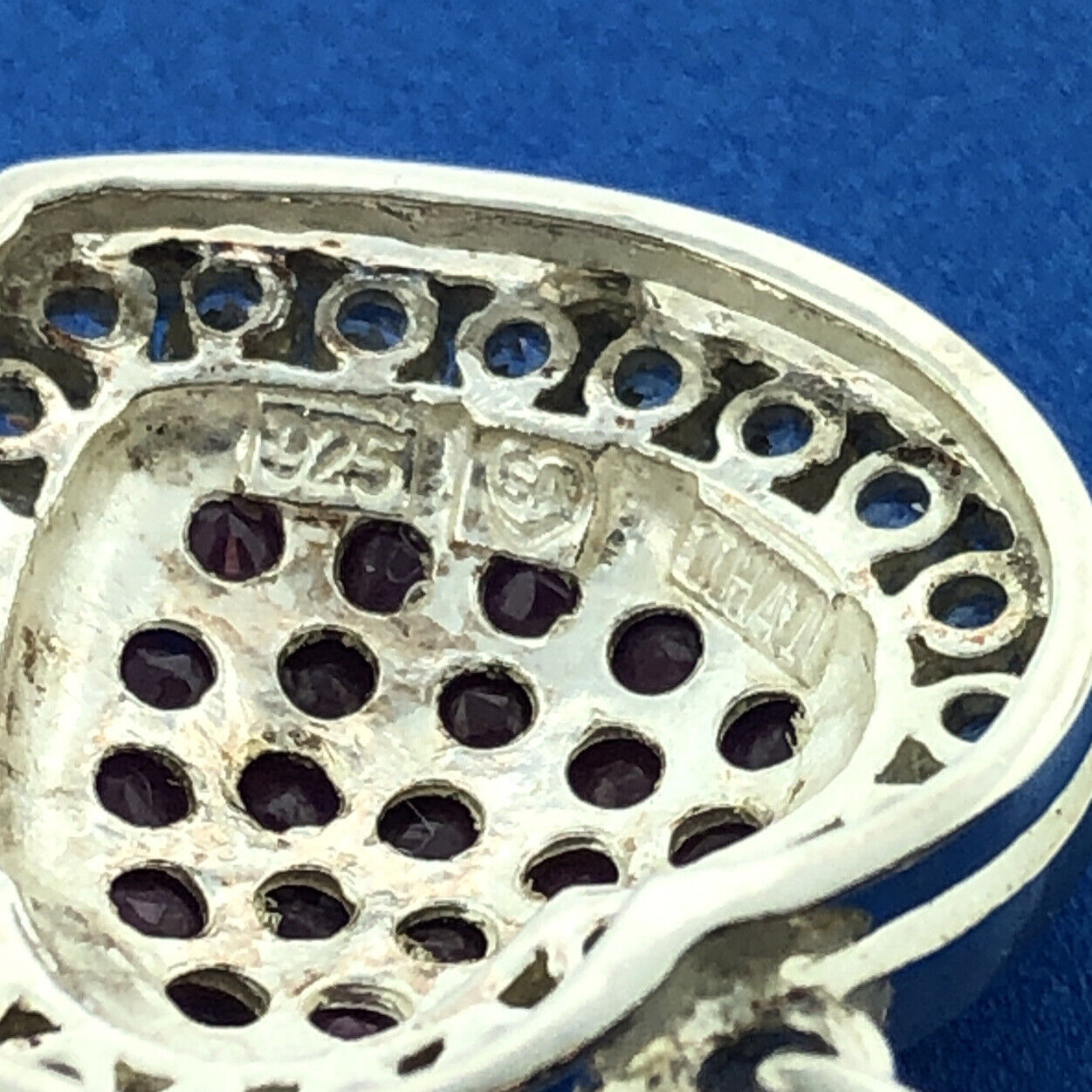 Designer 925 Sterling Silver Ruby White Amethyst Heart July Occasion Pendant