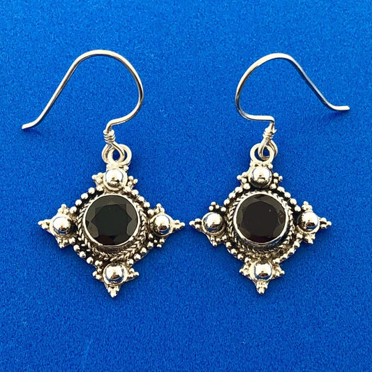 Estate 925 Sterling Silver Garnet Bead Work Artisan January Occasion Earrings