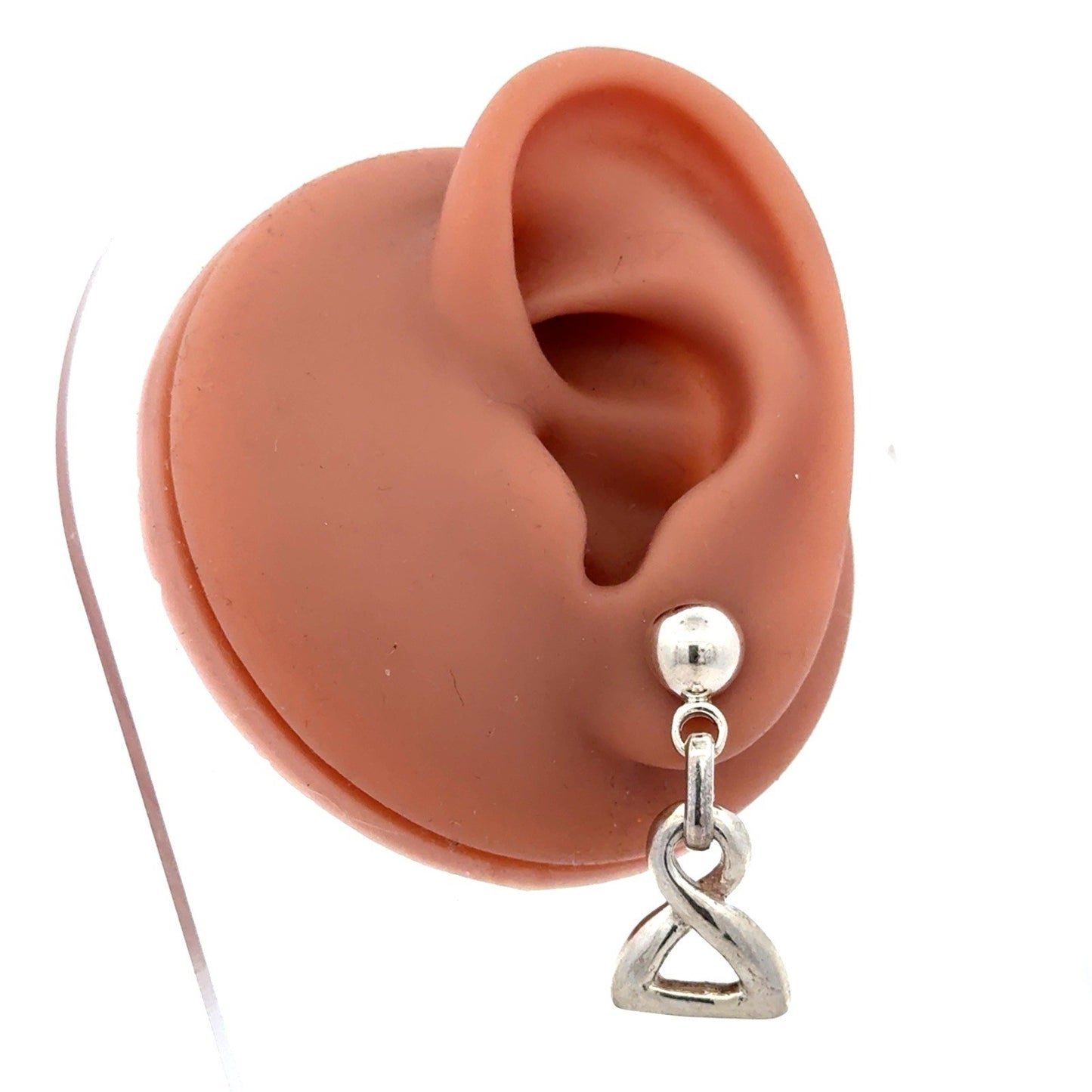 Estate 925 Sterling Silver Modernist Polished Twist Triangle Drop Post Earrings