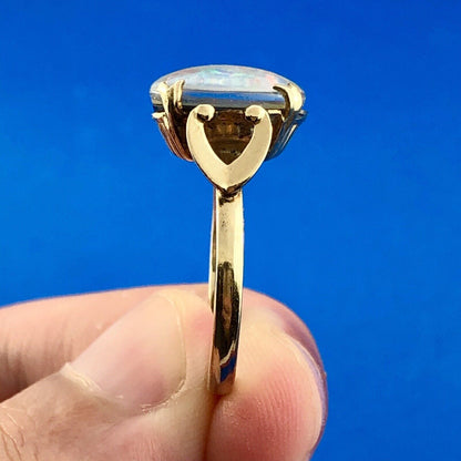 Vintage 10K Yellow Gold Filled Opal Doublet Cabochon October Anniversary Ring