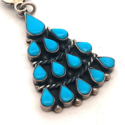 Vintage Bernice Goodspeed Taxco 925 Sterling Silver Turquoise Dangle Earrings