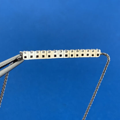 Designer Italy 14K White Gold Diamond East West Infinity Eternity Bar Necklace