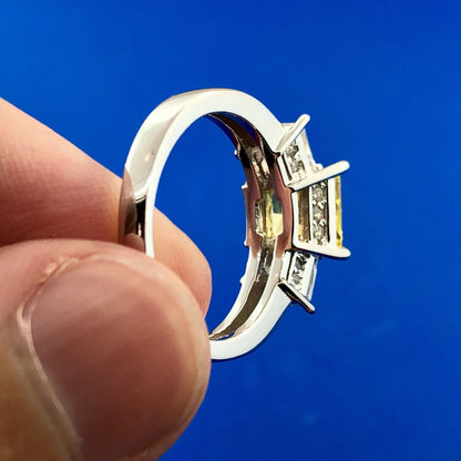 Designer 925 Sterling Silver Lemon White Ice Cubic Zirconia CZ Cocktail Ring