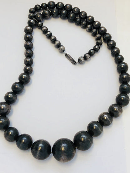 Vintage Taxco Mexico 925 Sterling Silver Graduated Ball Bead Statement Necklace