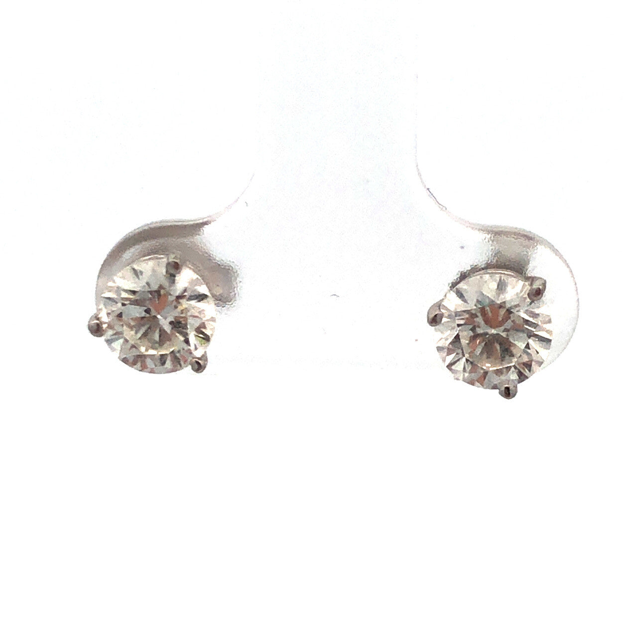 Designer 14K White Gold Round Diamond Solitaire Stud Earrings