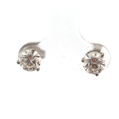 Designer 14K White Gold Round Diamond Solitaire Stud Earrings