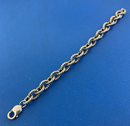 Designer Armbrust 925 Sterling Silver Circle Cable Link Statement Bracelet