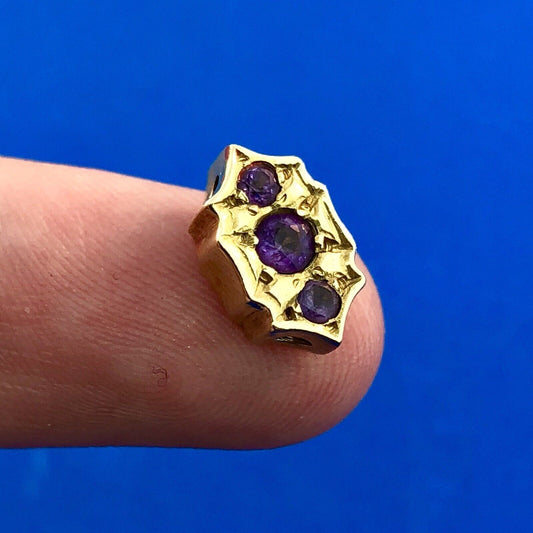 Designer 14K Yellow Gold 585 Amethyst February Occasion Slide Bracelet Charm