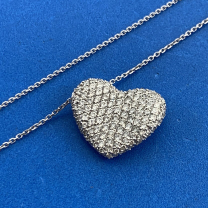 Designer GC2 14K White Gold Diamond Heart Anniversary Pendant Necklace