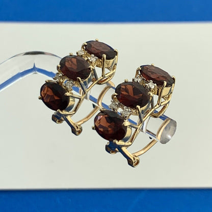 Vintage Garnet Diamond Huggie Stud Earring Pair