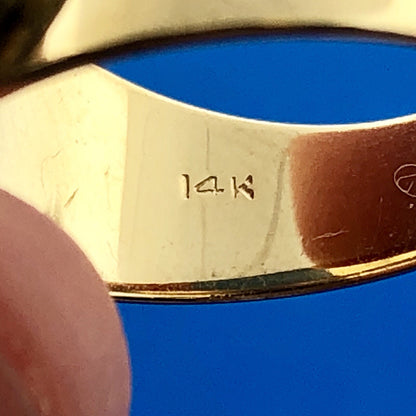 14K Yellow Gold Ruby Diamond Etruscan Style Tapered Cocktail Anniversary Ring