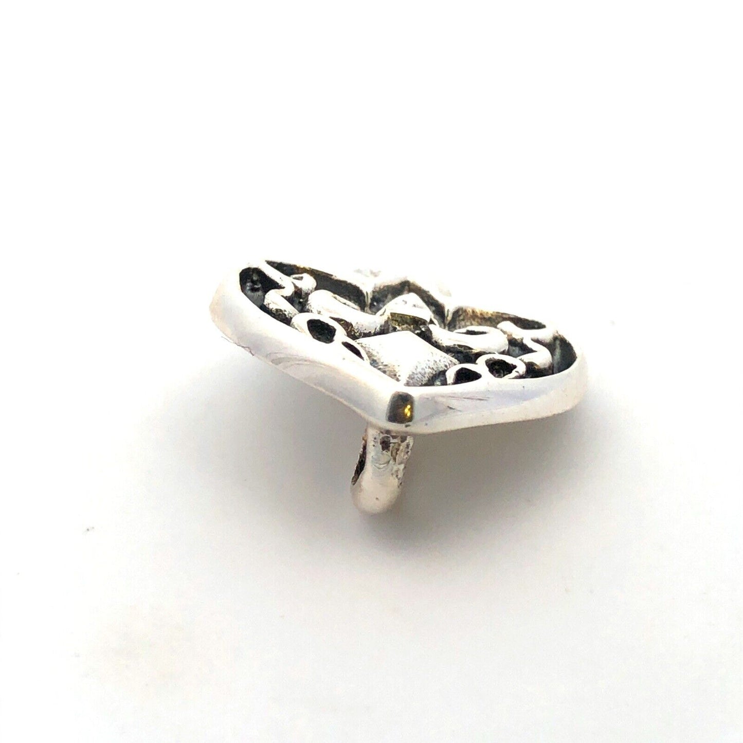 Retro 925 Sterling Silver Scroll Itaglio Spade Shaped Pendant