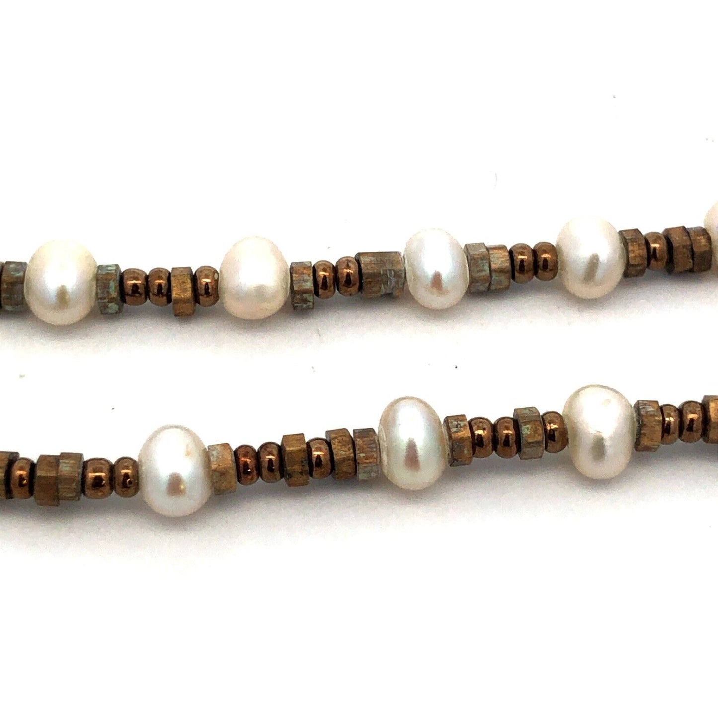 Designer Silpada 925 Sterling Silver Bronze Pearl Beaded Pendant Necklace