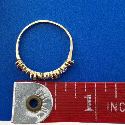 Retro 10K Yellow White Gold Ruby Diamond Stackable Anniversary Band Ring