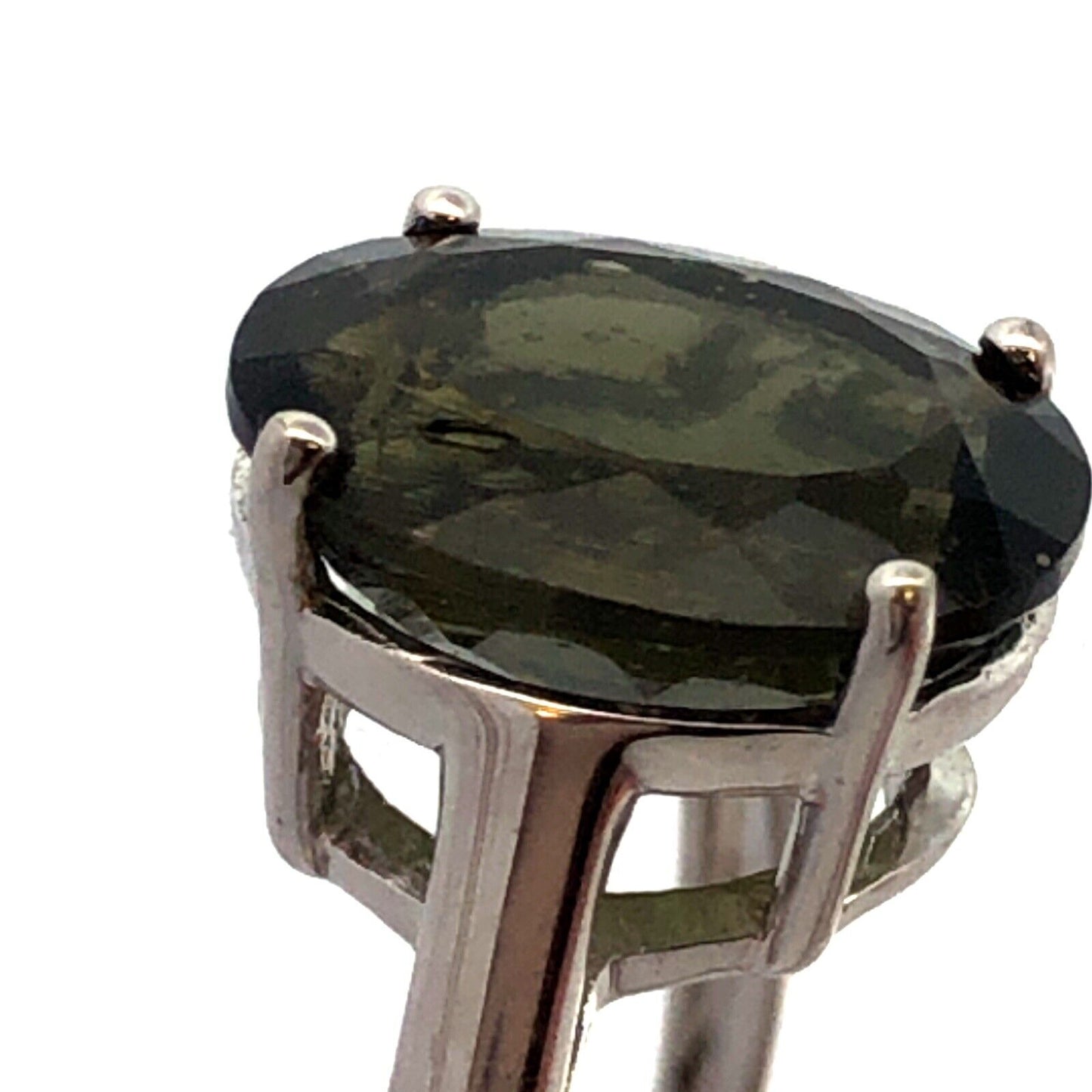 Designer TGGC 925 Sterling Silver Oval Green Tourmaline Solitaire Ring
