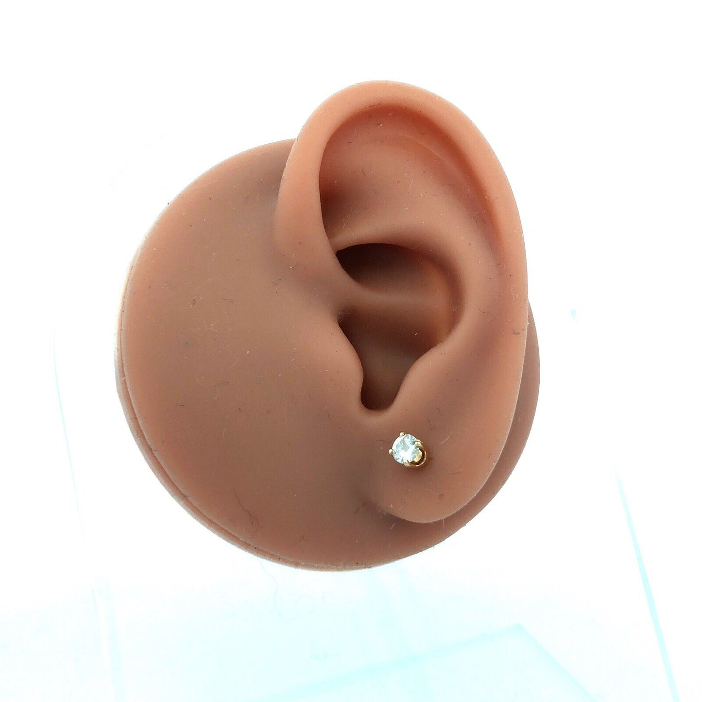 Designer 14K Yellow Gold Round Diamond Solitaire Screw Back Stud Earrings