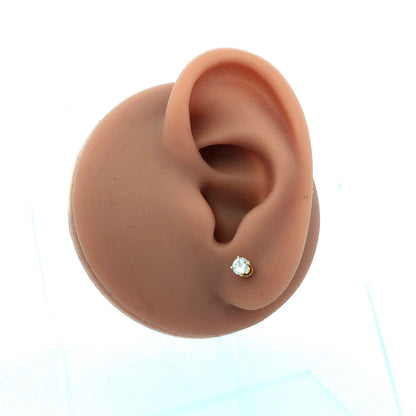 Designer 14K Yellow Gold Round Diamond Solitaire Screw Back Stud Earrings