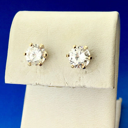 14k Yellow Gold Ladies CZ Cubic Zirconia Stud Earrings 5.06 Carat ct