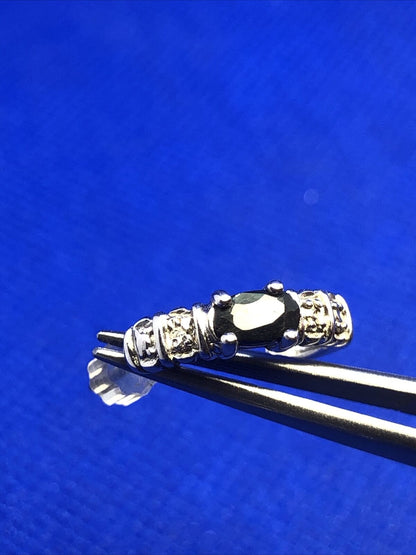 Black Onyx Diamond Accented 925 Sterling Silver Half Huggie Hoop Stud Earrings