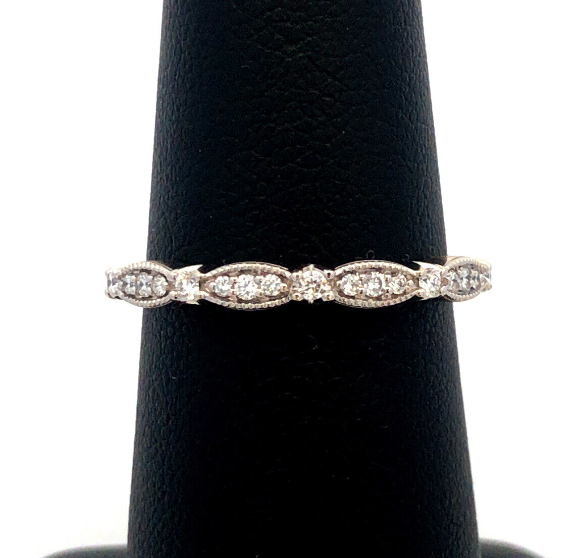 Designer Promezza 14K White Gold Round Diamond Stacking Wedding Band Ring