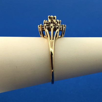 Estate 14K Yellow Gold Diamond Flower Cluster Engagement Anniversary Ring