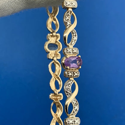 Vermeil 925 Sterling Silver Citrine Amethyst Peridot Blue Topaz Tennis Bracelet