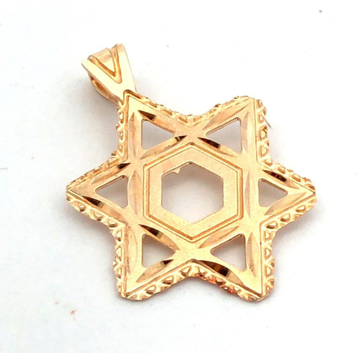 Designer 18K Yellow Gold Star of David Jewish Pendant