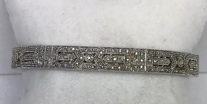 Designer Sterling Silver 925 Diamond Filigree Open Work Hinged Cuff Bracelet