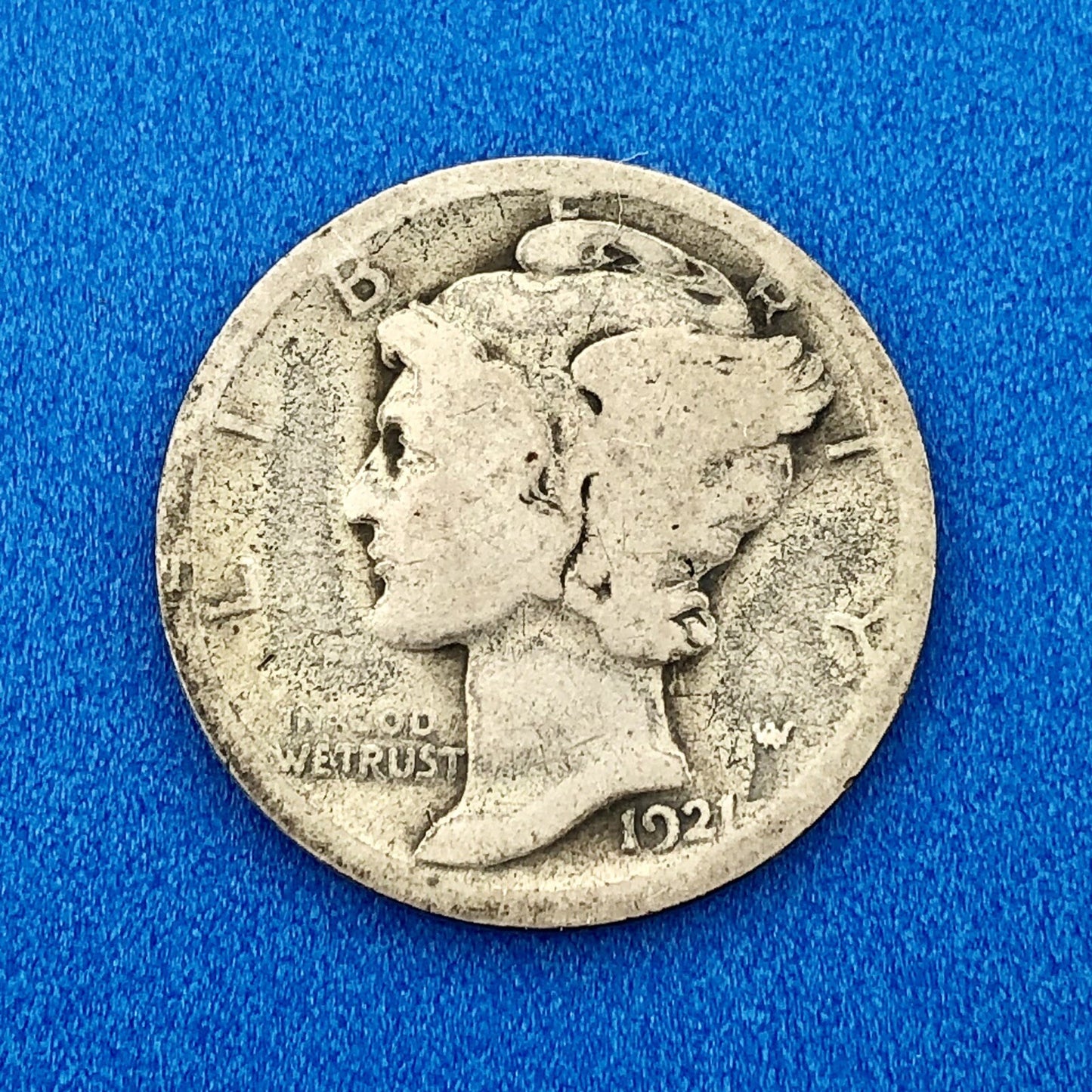 1921 P United States 90% Silver Mercury Dime Key Date Scarce Philadelphia Coin