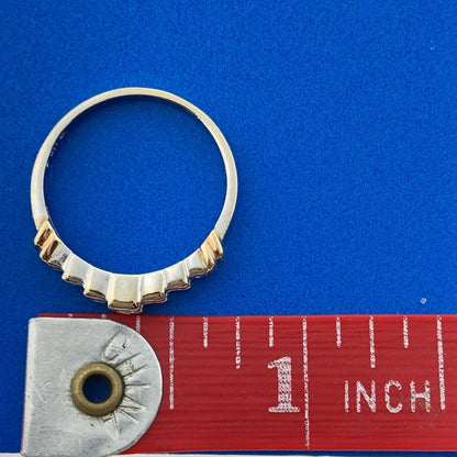 Mid Century 14K Yellow White Gold Diamond Channel Set Waterfall Wedding Ring