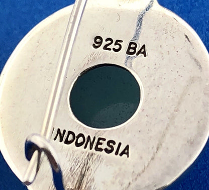 Designer BA Sterling Silver 925 Blue Aventurine Bead Scroll Hook Drop Earrings